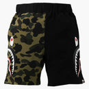 Bape 1st Camo Half Side Shark Sweat Shorts Green