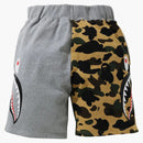 Bape 1st Camo Half Side Shark Sweat Shorts Yellow