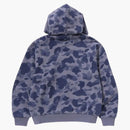 BAPE 1. Camo Heavy Wash oříznutá fit zip mikina modrá