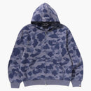 BAPE 1. Camo Heavy Wash oříznutá fit zip mikina modrá