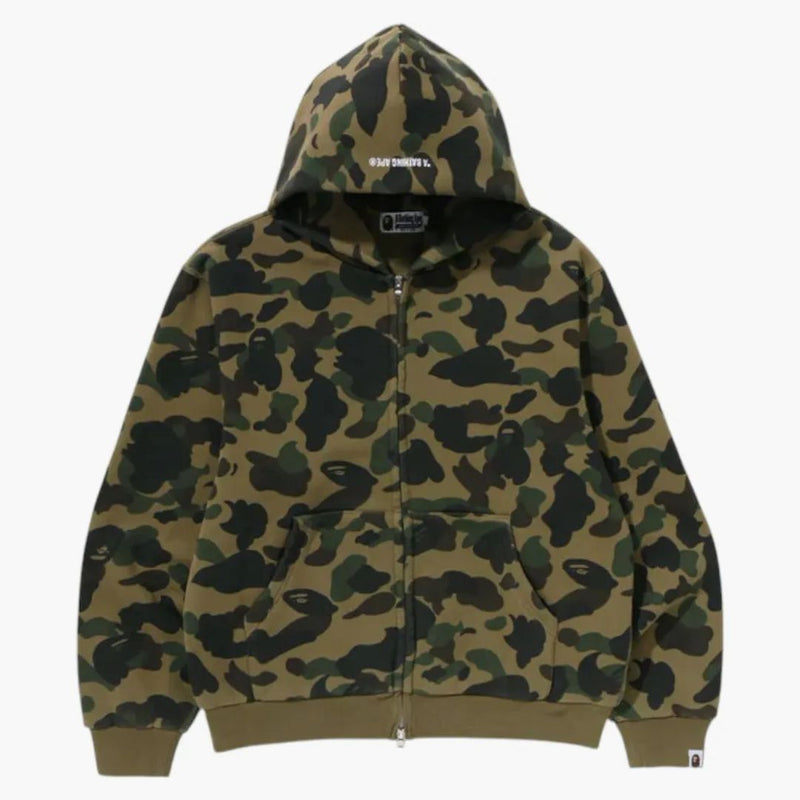 BAPE 1st Camo Heavy Wash Degrofed Fit Zip Hoodie Green