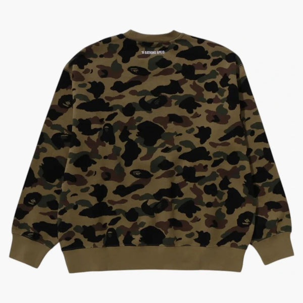 BAPE 1. camo jacquard vysoká škola relaxovat fit Crewneck mikina zelená