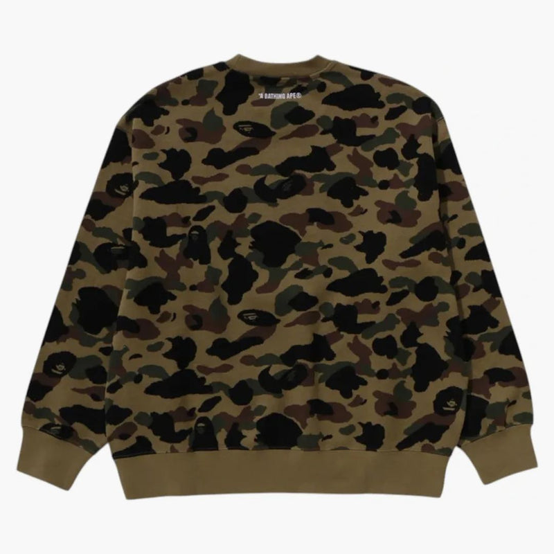 BAPE 1. camo jacquard vysoká škola relaxovat fit Crewneck mikina zelená