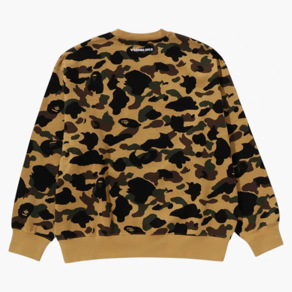 BAPE 1. camo jacquard vysoká škola relaxovat fit Crewneck mikina žlutá