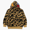 Bape 1st Camo Jacquard Shark Relaxed Fit Full Zip Hoodie Yellow