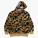 Bape 1st Camo Jacquard Shark Relaxed Fit Full Zip Hoodie Yellow
