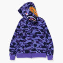 Bape 1st Camo Jersey Shark Full Zip Hoodie Purple