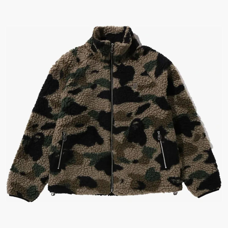 BAPE 1. Camo Metal Ape Head One Point Fleece Bunda Green