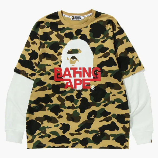 Bape 1st Camo Relaxed Fit Layered L/S Tea Yellow