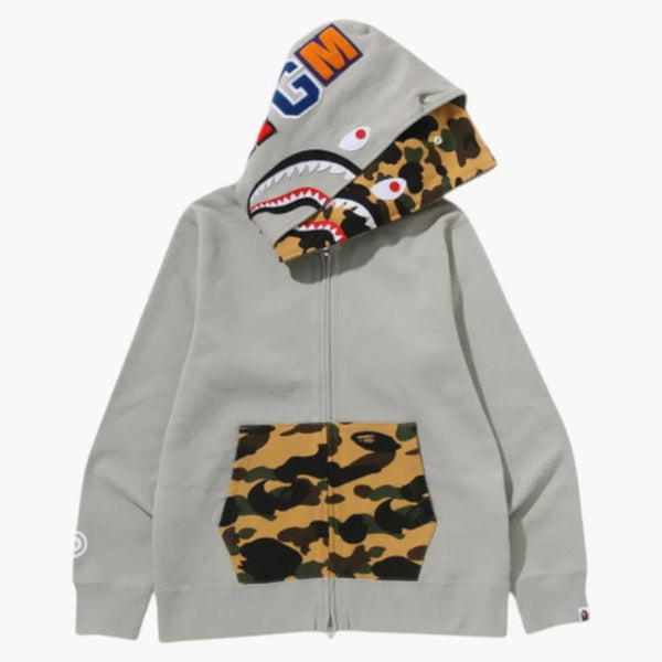 BAPE 1st Camo Shark Full Zip Double Hoodie Grey