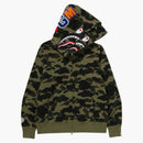 Bape 1st Camo Shark Full Zip Double Hoodie (SS25) Green