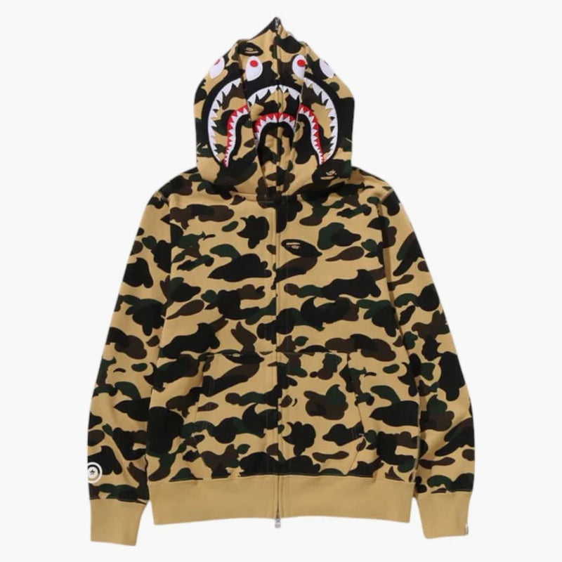 BAPE 1st Camo Shark Full Zip Double Hoodie (SS25) žlutá