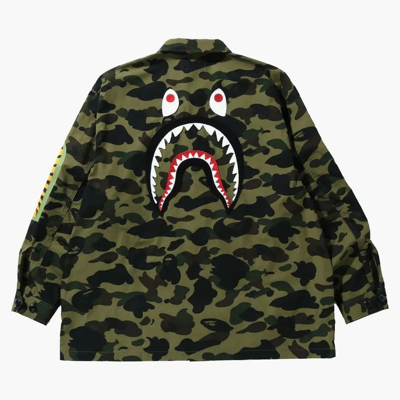 BAPE 1st Camo Shark uvolněný fit vojenské košile zelená
