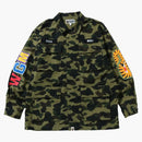 Bape 1st Camo Shark Relaxed Fit Military Shirt Green