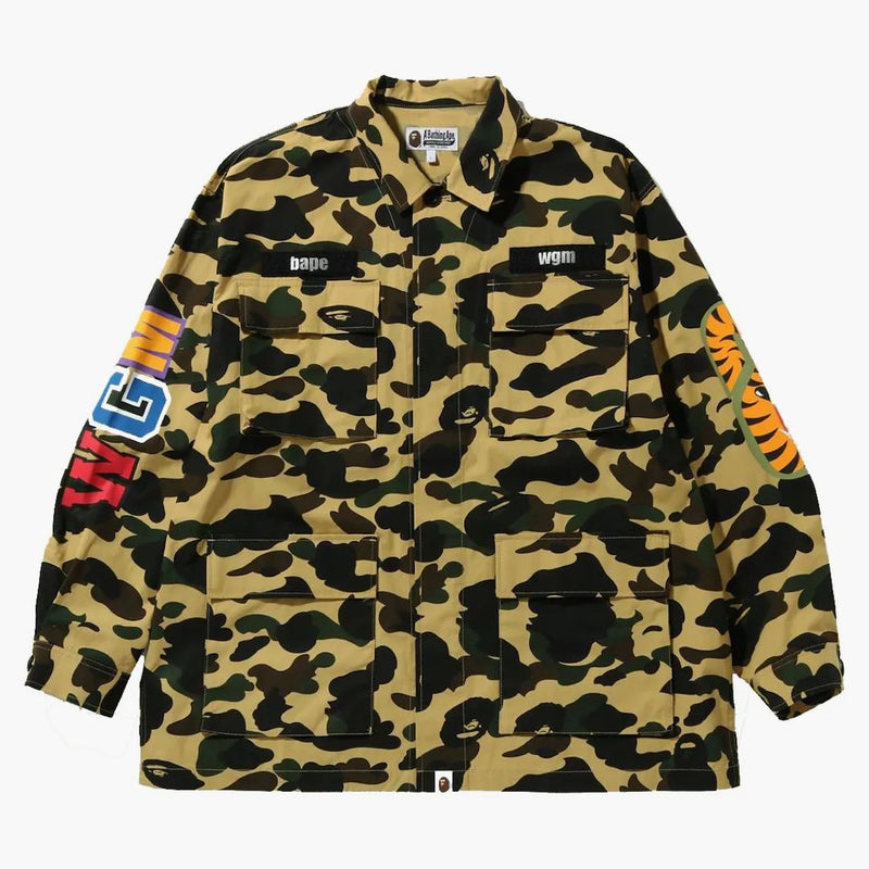 Bape 1st Camo Shark Relaxed Fit Military Shirt Yellow