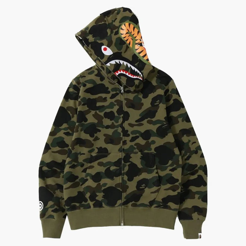 BAPE 1 ° camo Shark WGM Full Zip Hoodie Green