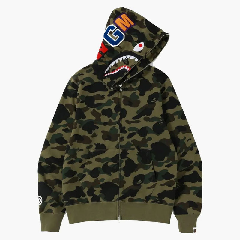 BAPE 1 ° camo Shark WGM Full Zip Hoodie Green