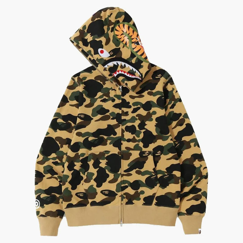 Bape 1st Camo Shark WGM Full Zip Hoodie Yellow