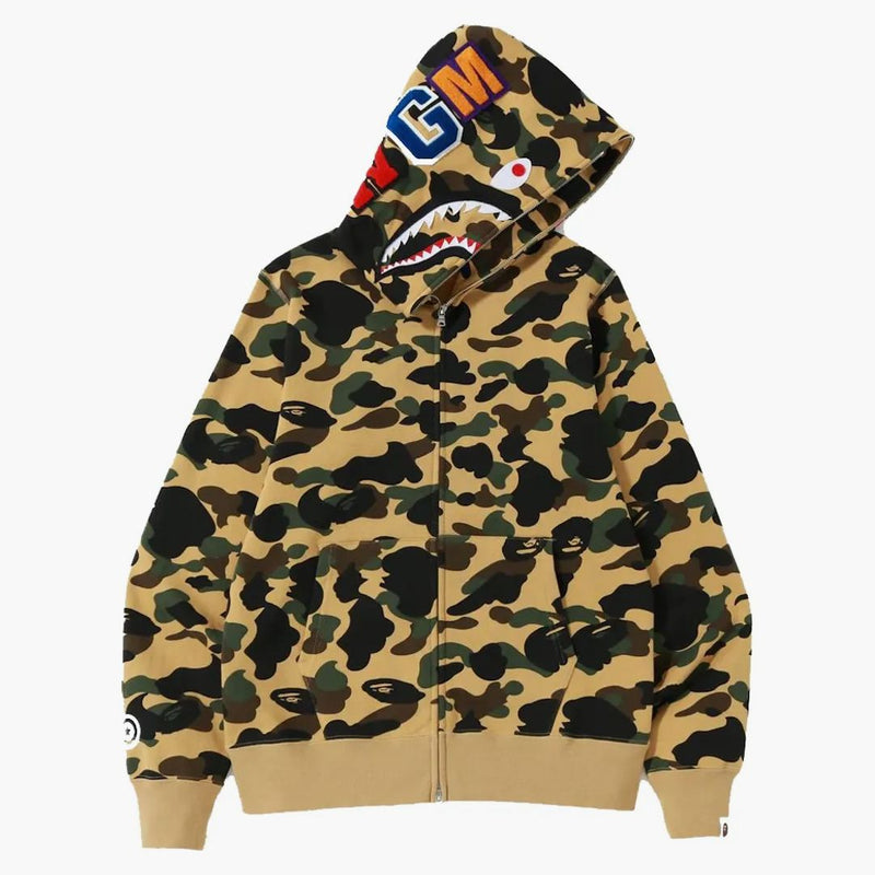 Bape 1st Camo Shark WGM Full Zip Hoodie Yellow
