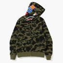 Bape 1st Camo Shark Zip Hoodie Army Green (Screen Printed WGM)