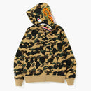 Bape 1. camo žralok zip Zip Hoodie Misted Yellow