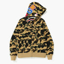Bape 1. camo žralok zip Zip Hoodie Misted Yellow