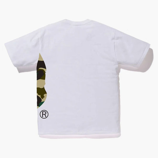 BAPE 1 ° camo laterale grande scimmia tee tee bianco/giallo