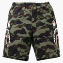 Bape 1st Camo Side Shark Beach Shorts Green