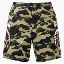 Bape 1st Camo Side Shark Beach Shorts Yellow