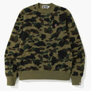 Bape 1st Camo Small Ape Head Crewneck Green
