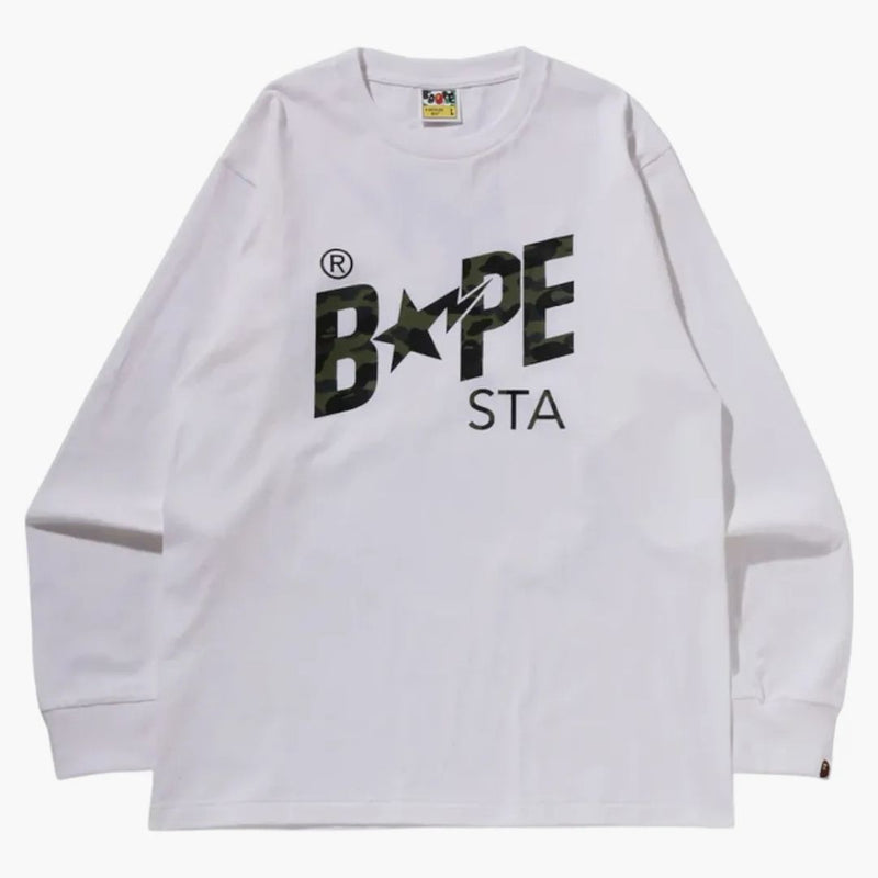 BAPE 1. camo sta l/s Tee White/Green