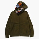 Bape 1st Shark Full Zip Hoodie Olivedrab