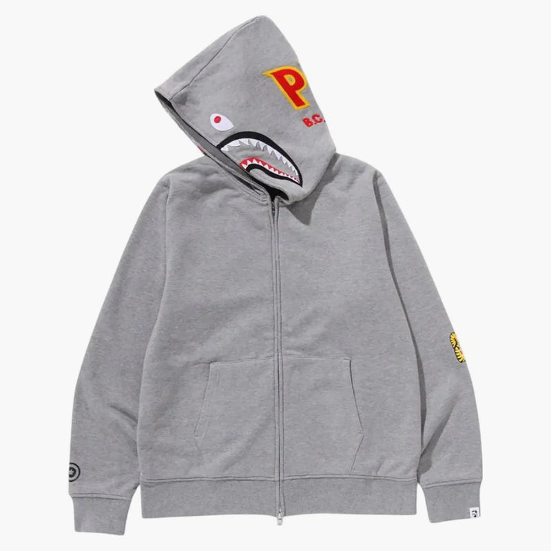 Bape 2nd Shark Full Zip Hoodie Grey