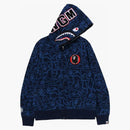 Bape 30th Anniversary Line Camo Shark Full Zip Hoodie Navy