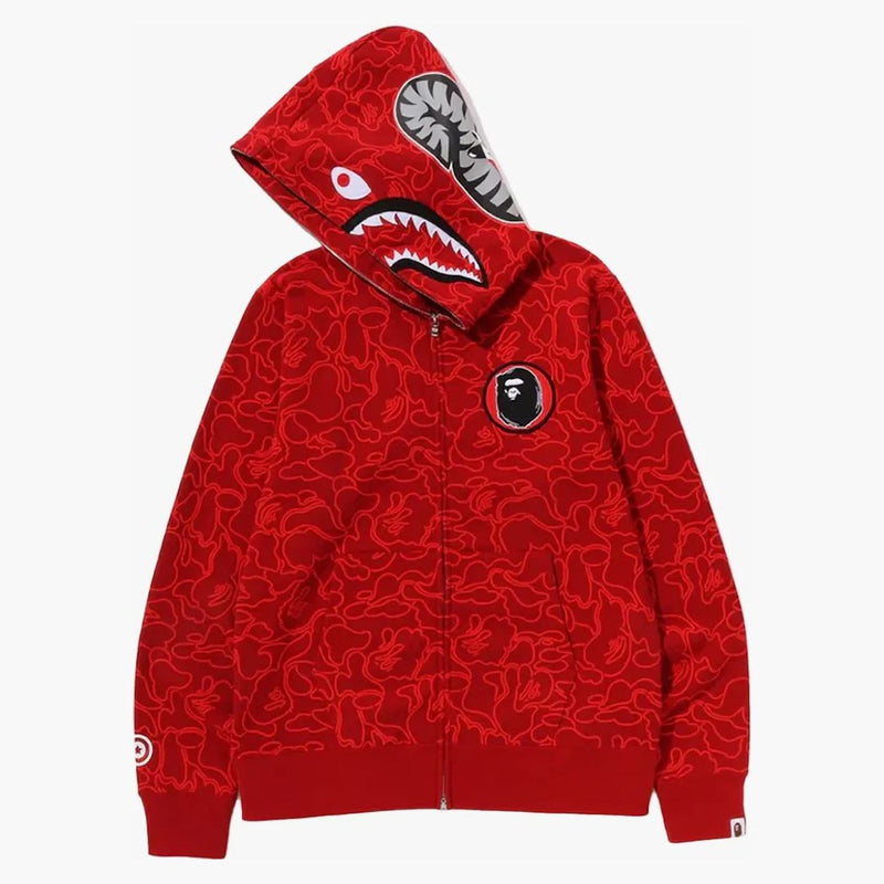 Bape 30th Anniversary Line Camo Shark Full Zip Bluie Red Red