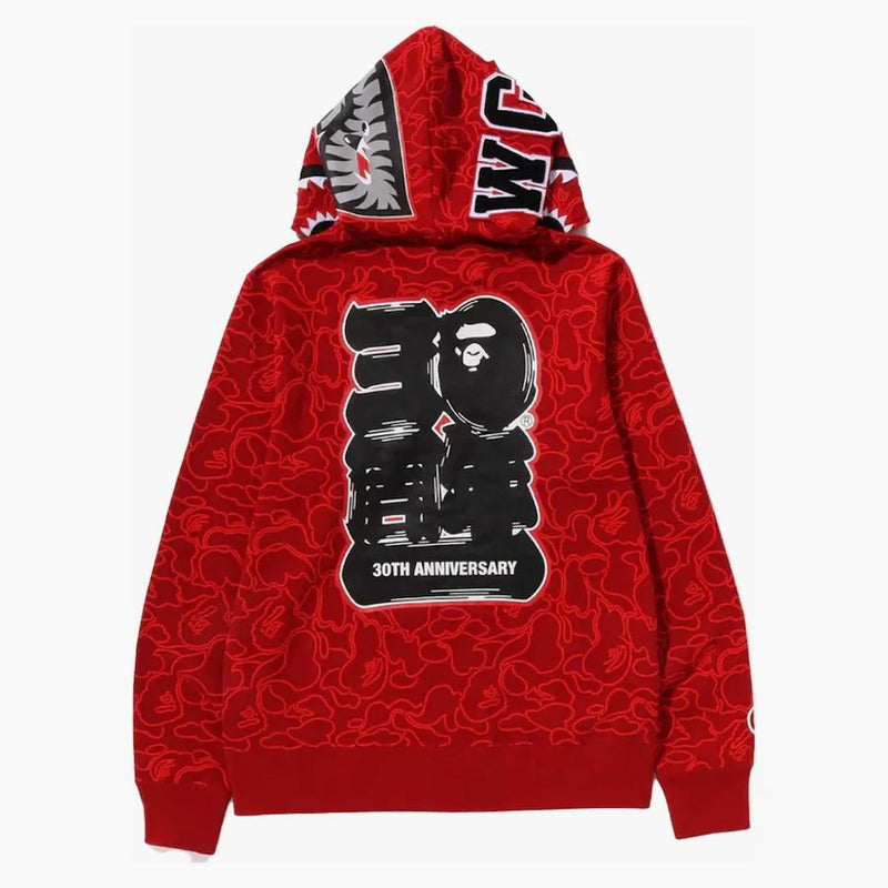 Bape 30th Anniversary Line Camo Shark Full Zip Bluie Red Red