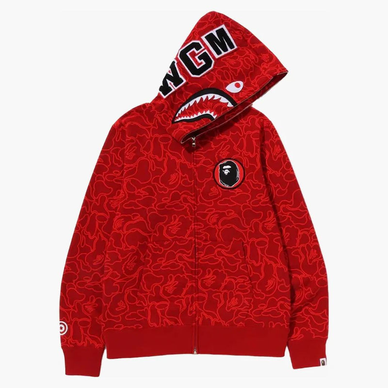 Bape 30th Anniversary Line Camo Shark Full Zip Bluie Red Red
