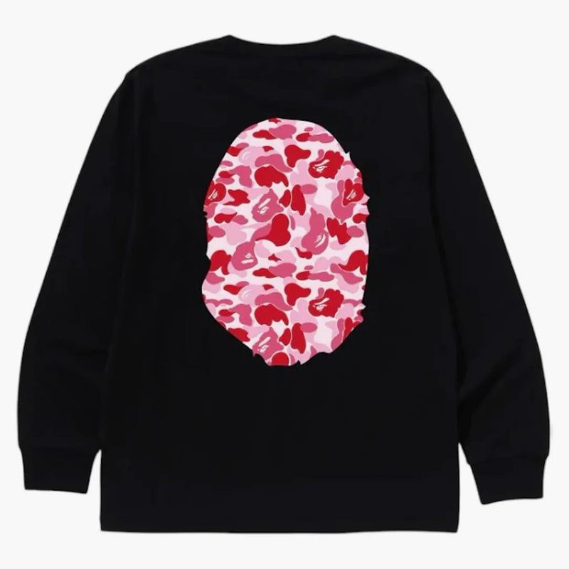 BAPE ABC CAMO Big Ape Head L/S TEA NERO/ROSA
