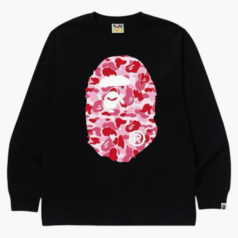 BAPE ABC CAMO Big Ape Head L/S TEA NERO/ROSA