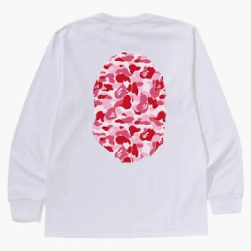 BAPE ABC Camo Big Ape Head L/S Tee White/Pink