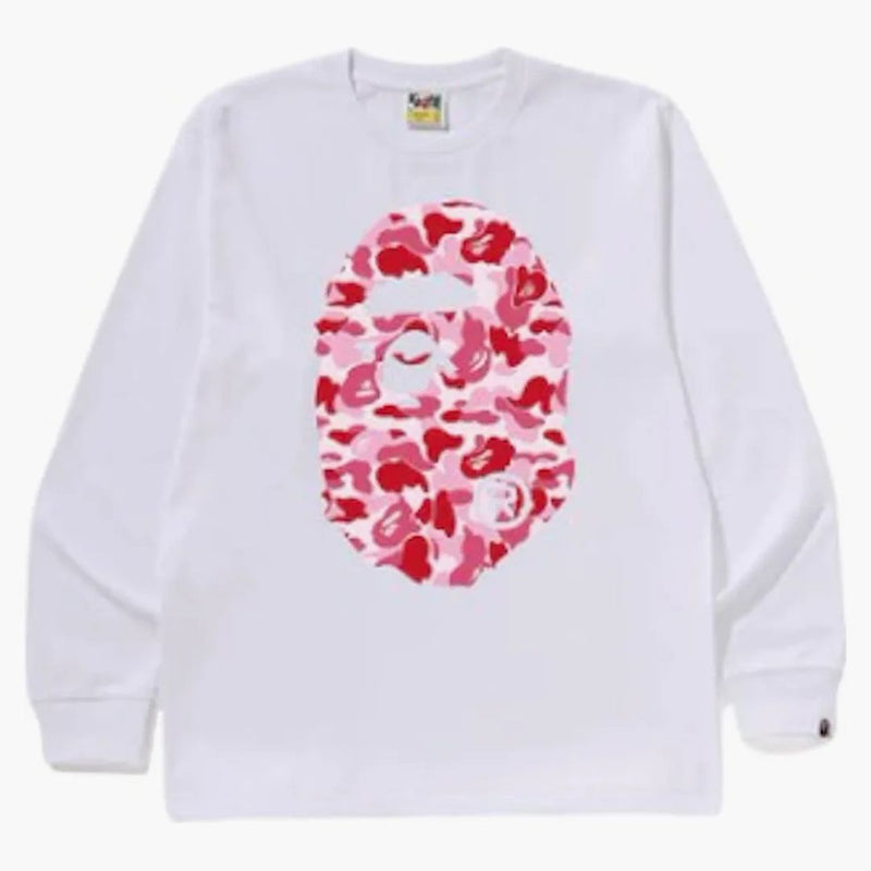 BAPE ABC Camo Big Ape Head L/S Tee White/Pink