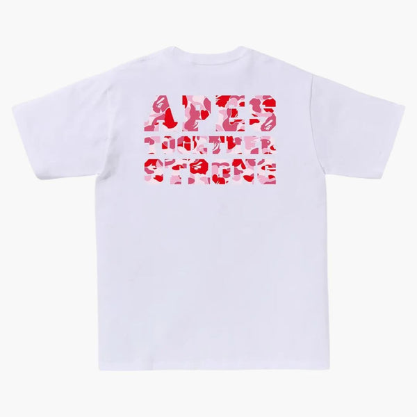 Bape Abc Camo College Ats Tee White/pink