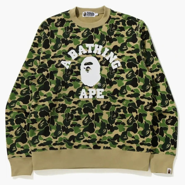 BAPE ABC Camo College Wide Crewneck Green