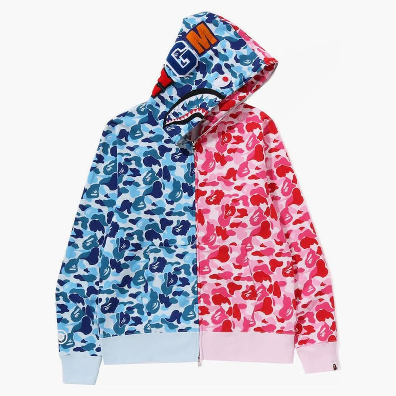 Bape Abc Camo Crazy Shark Full Zip Hoodie Blue/Pink