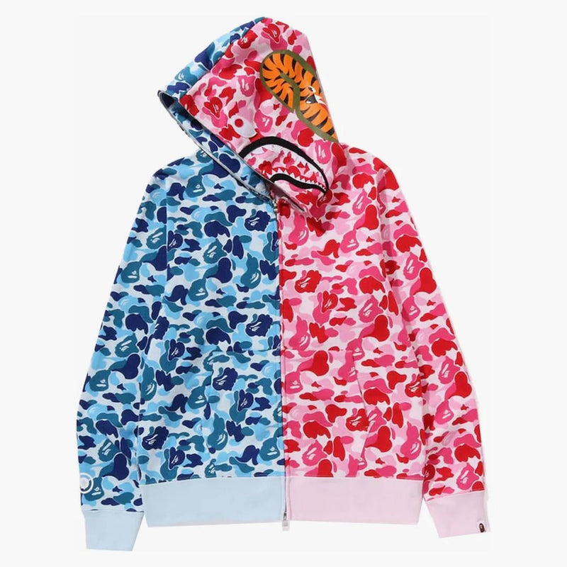 Bape Abc Camo Crazy Shark Full Zip Hoodie Blue/Pink