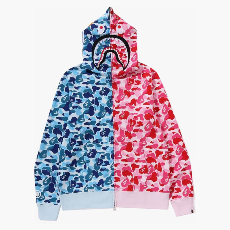 Bape Abc Camo Crazy Shark Full Zip Hoodie Blue/Pink