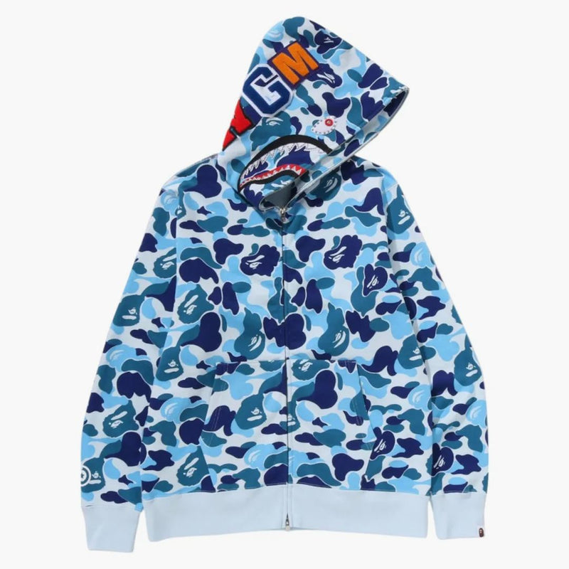 BAPE ABC Camo Crystal Stone Shark Full Zip Hoodie Blue
