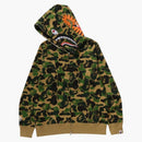 Bape Abc Camo Crystal Stone Shark Full Zip Hoodie Green