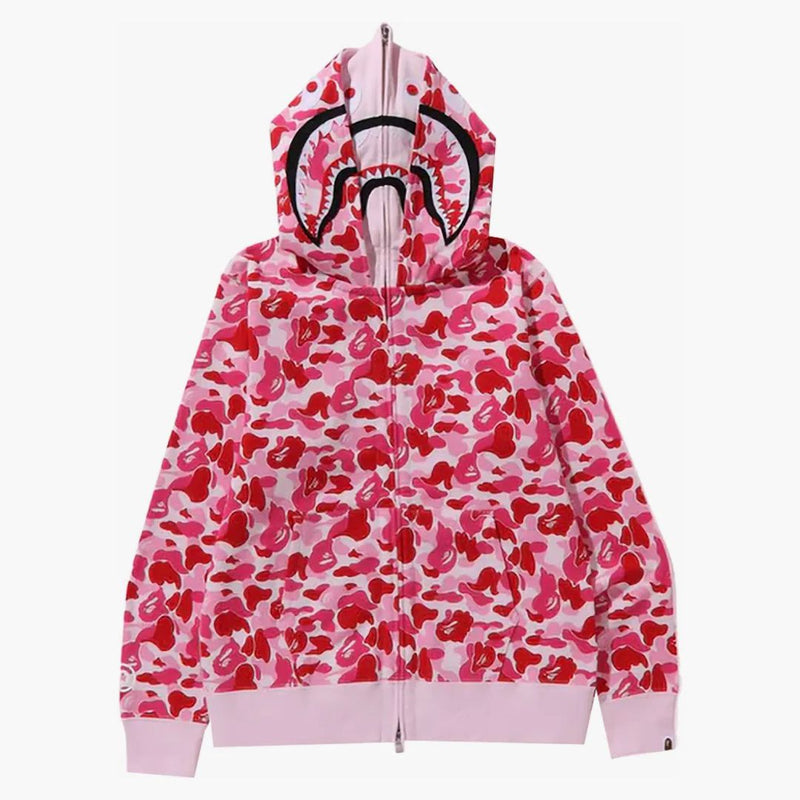 Bape Abc Camo Double Shark Full Zip Hoodie (fw23) Pink