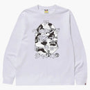 Bape Abc Camo Japanese Letters Long Sleeve Tee White/Gray